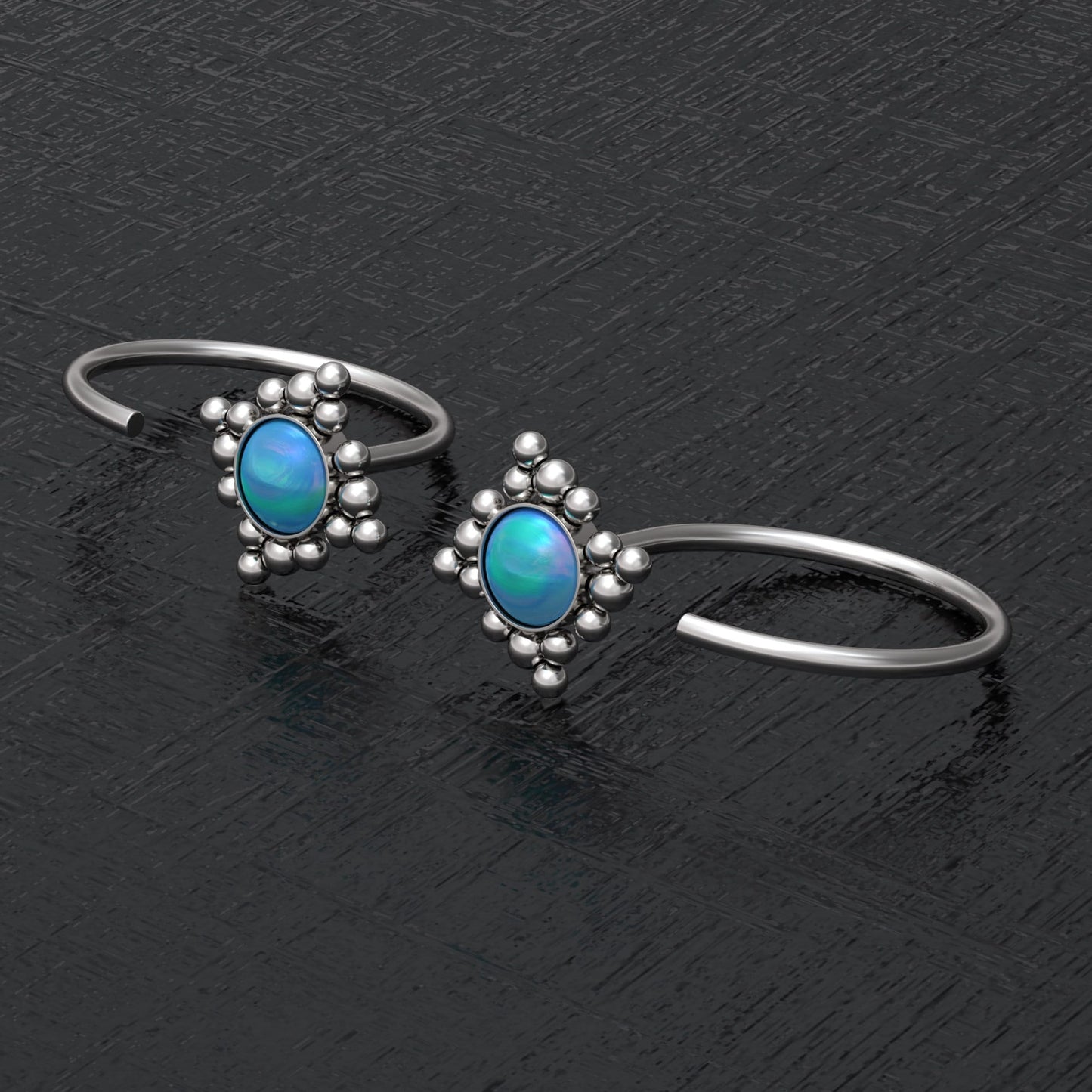 Small Hoop Earrings Opal - TitaniumFashion