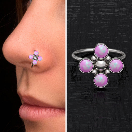 Opal Nose Jewelry Surgical Steel - TitaniumFashion