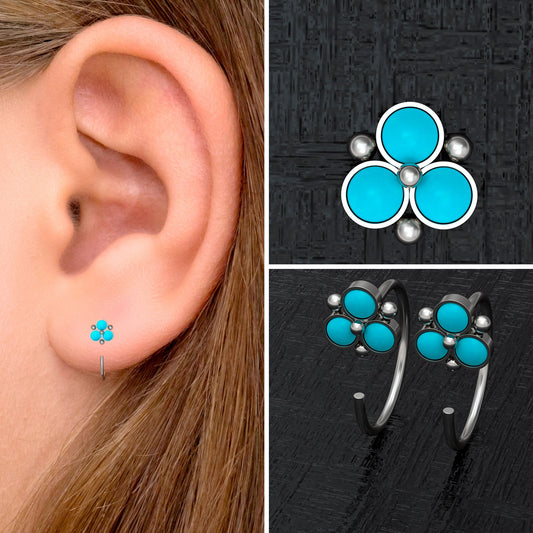 Small Hoop Earrings Turquoise - TitaniumFashion