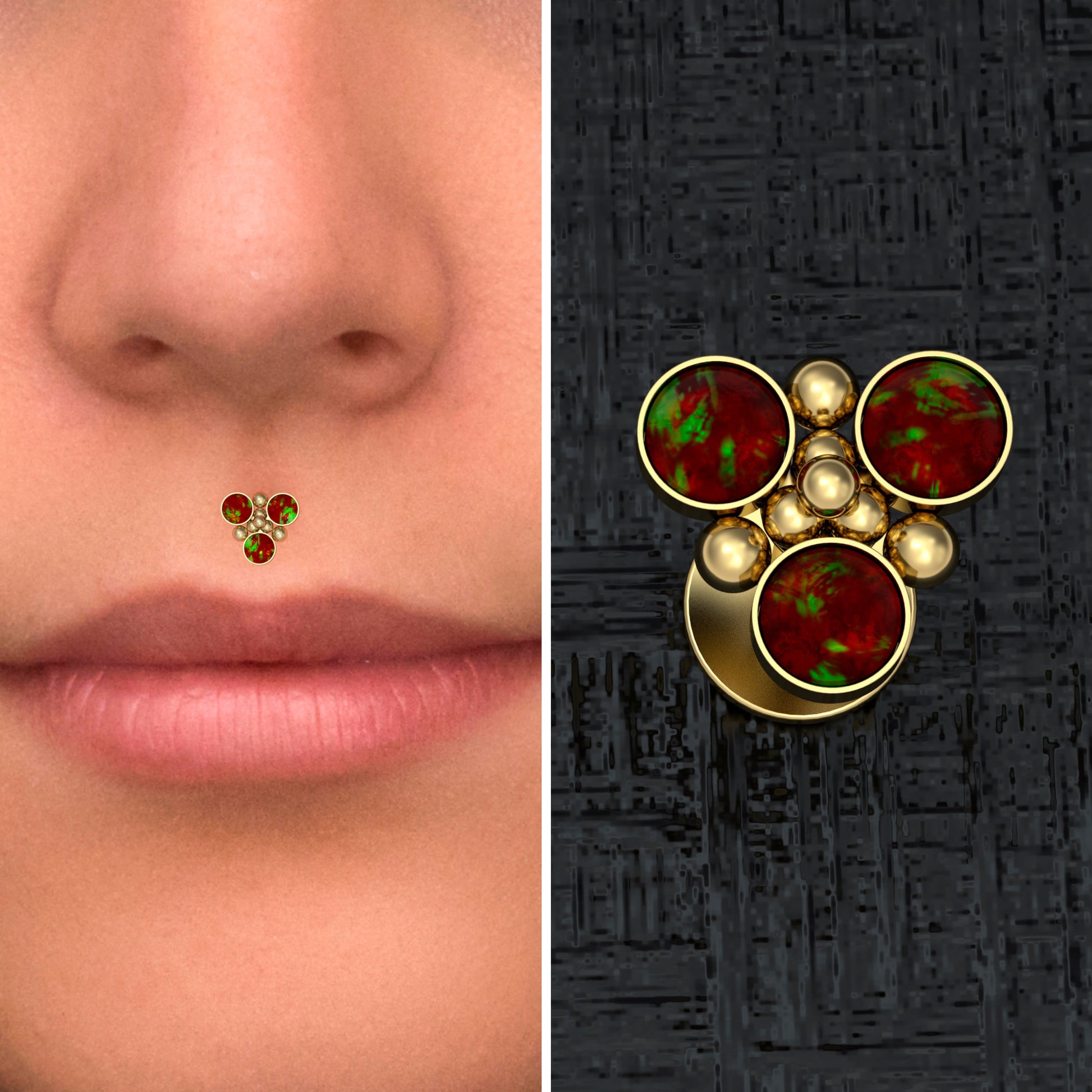 Surgical Steel Lip Ring Opal - TitaniumFashion