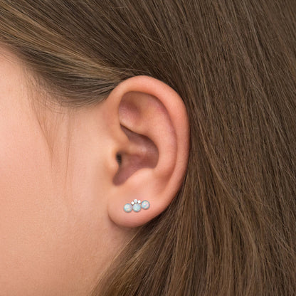 Opal Climbing Ear Cuff Earrings Surgical Steel - TitaniumFashion