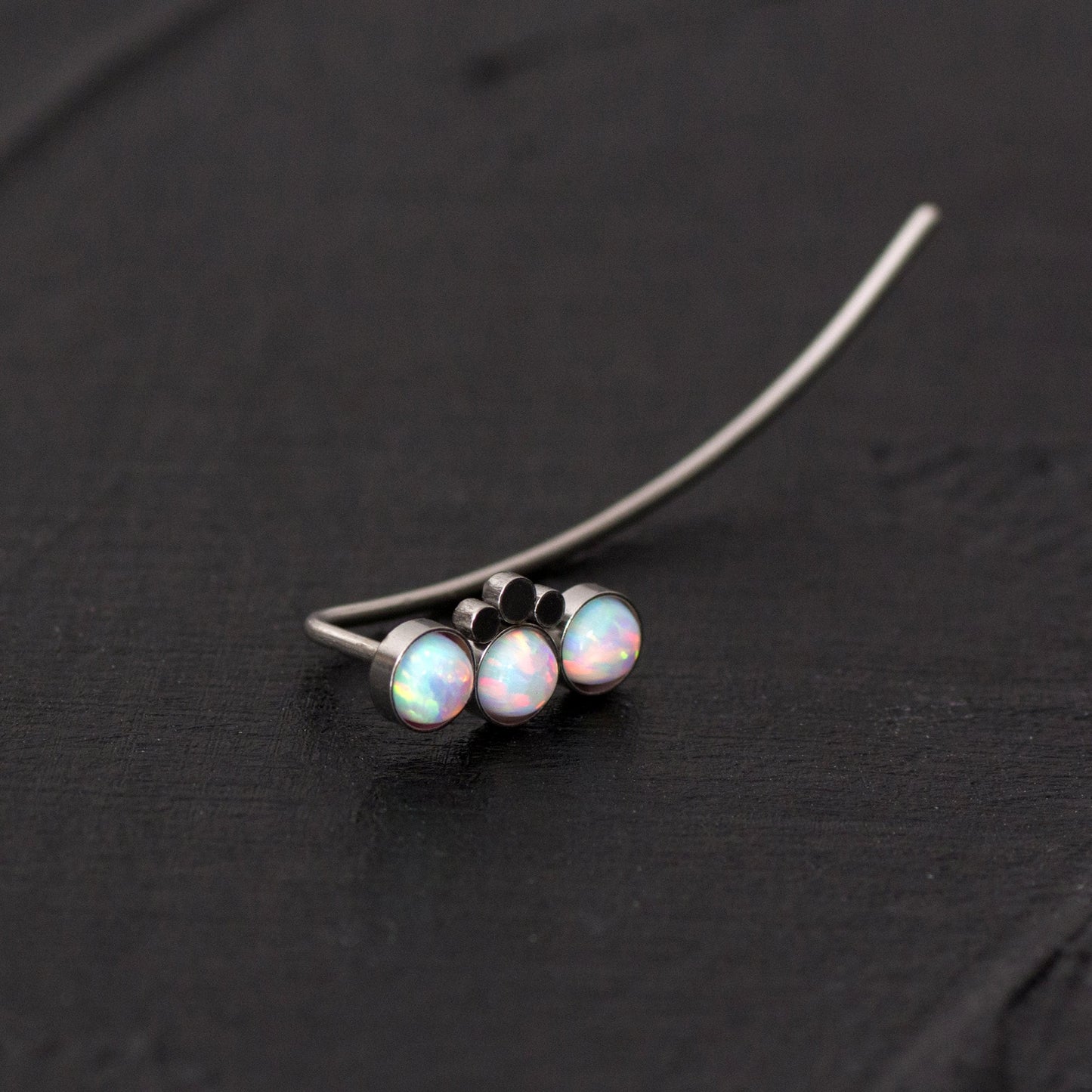 Opal Climbing Ear Cuff Earrings Surgical Steel - TitaniumFashion