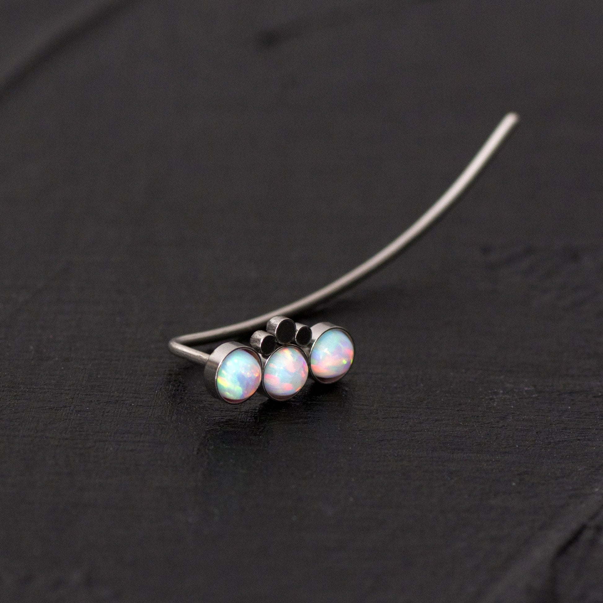 Opal Climbing Ear Cuff Earrings Surgical Steel - TitaniumFashion