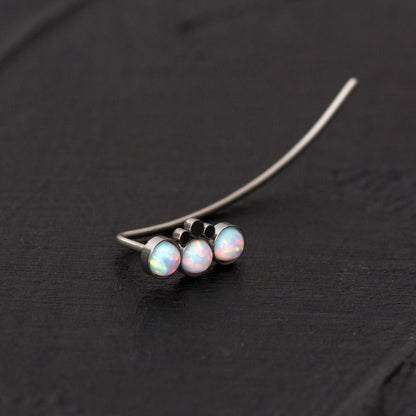 Opal Climbing Ear Cuff Earrings Surgical Steel - TitaniumFashion