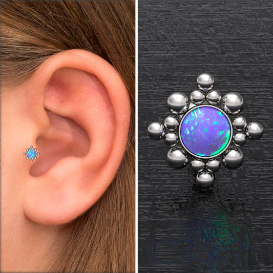 Opal Tragus Stud - TitaniumFashion