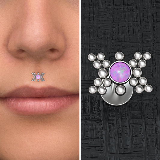 Opal Lip Piercing Surgical Steel - TitaniumFashion