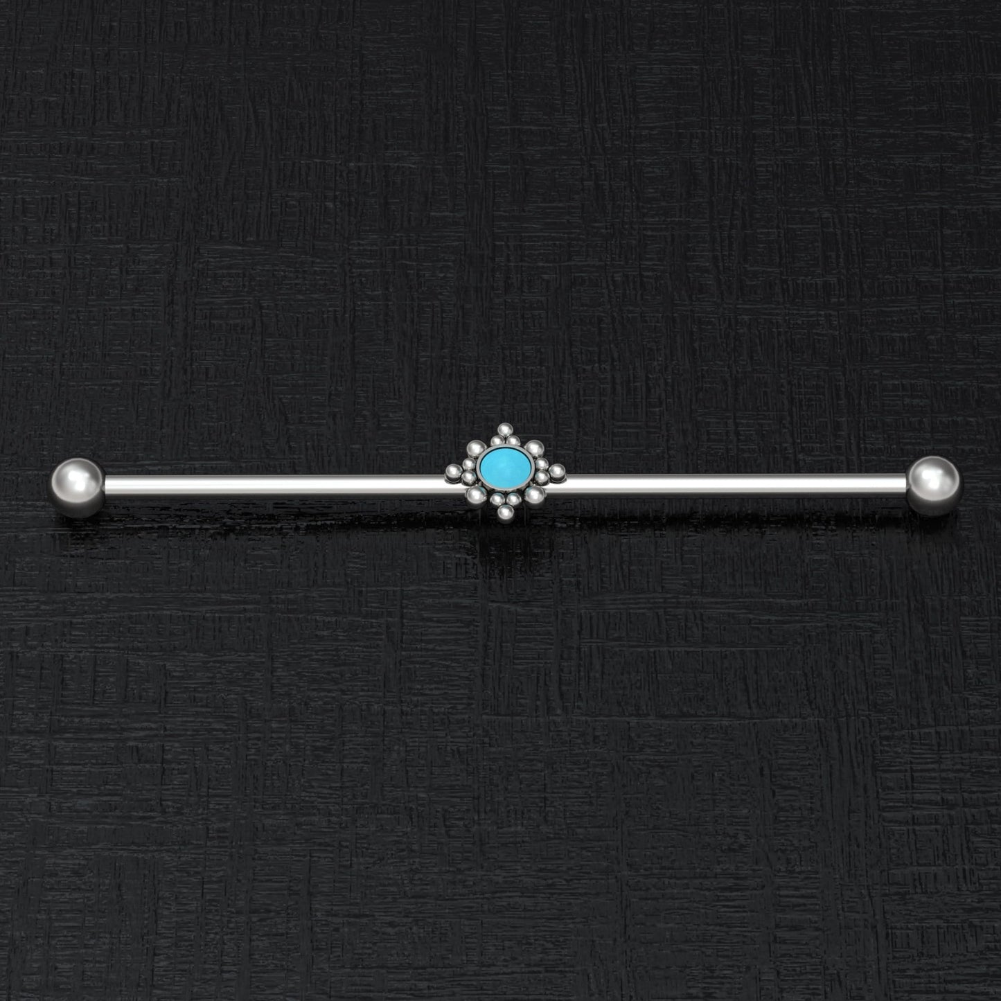 Turquoise Industrial Barbell Titanium Implant Grade - TitaniumFashion