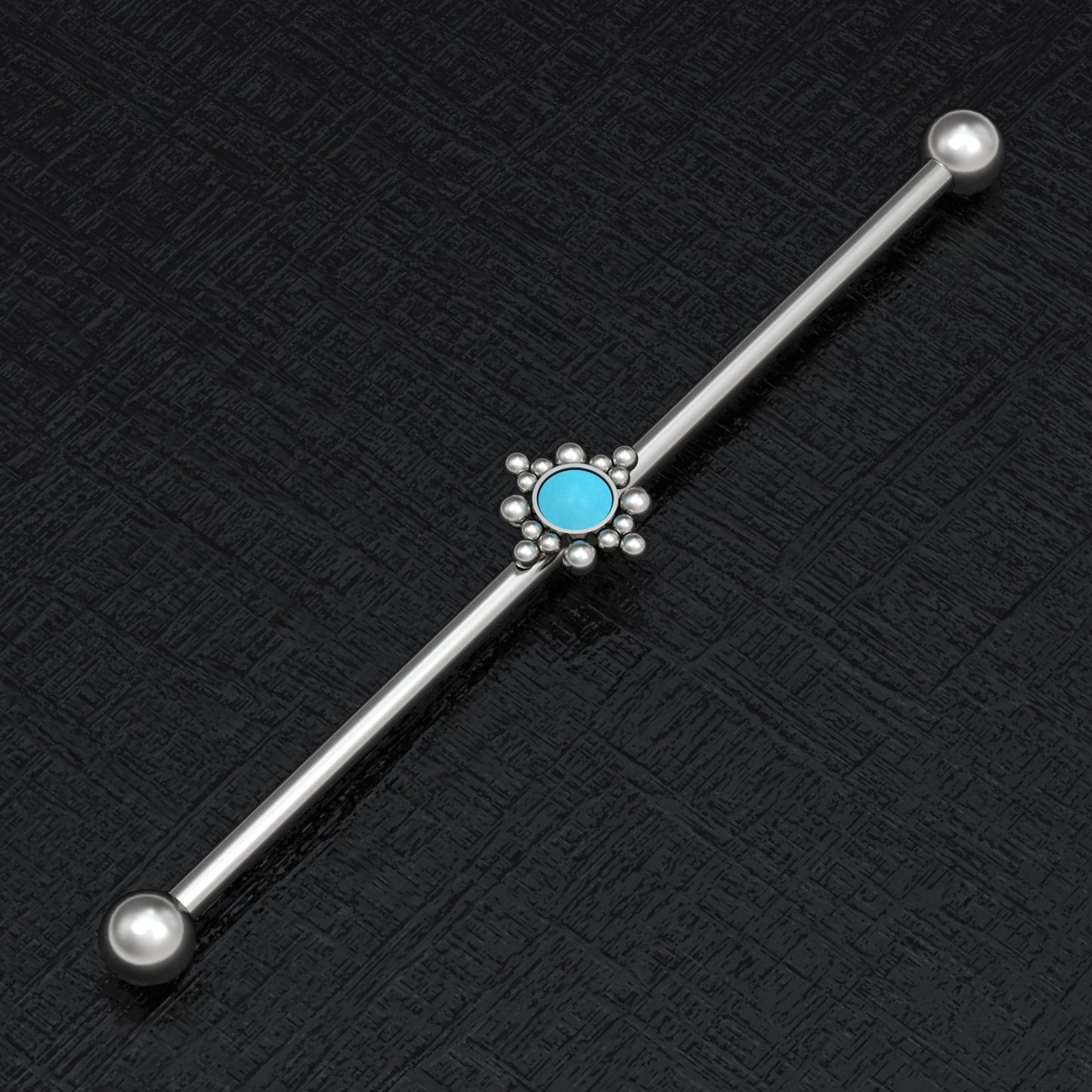 Turquoise Industrial Barbell Titanium Implant Grade - TitaniumFashion
