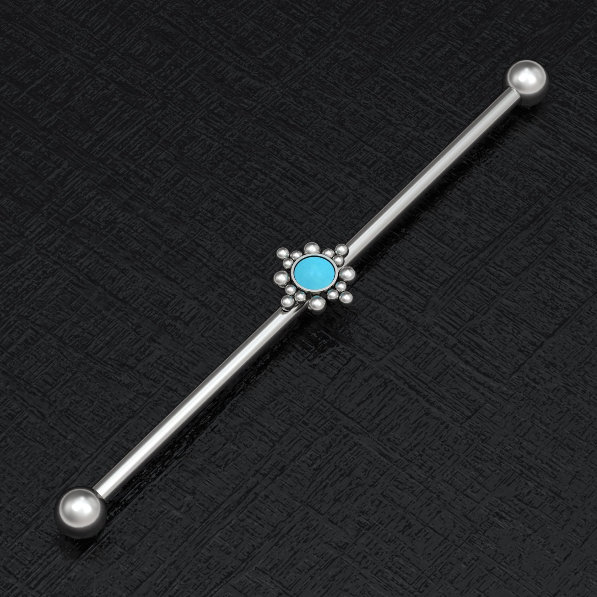 Turquoise Industrial Barbell Titanium Implant Grade - TitaniumFashion