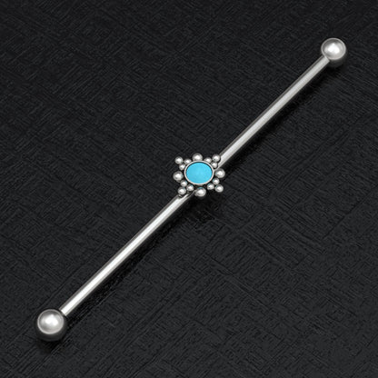 Turquoise Industrial Barbell Titanium Implant Grade - TitaniumFashion