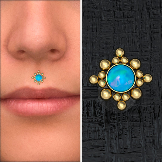 Lip Ring Opal - TitaniumFashion