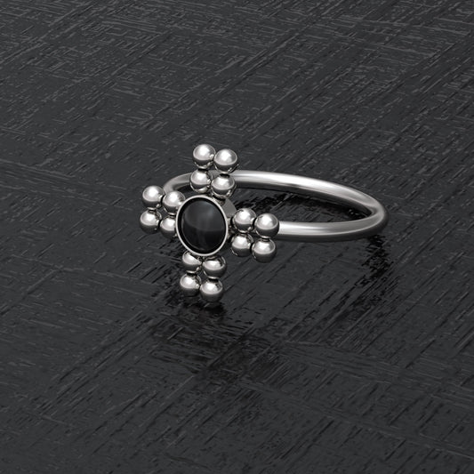 Surgical Steel Nose Ring Hoop Onyx - TitaniumFashion