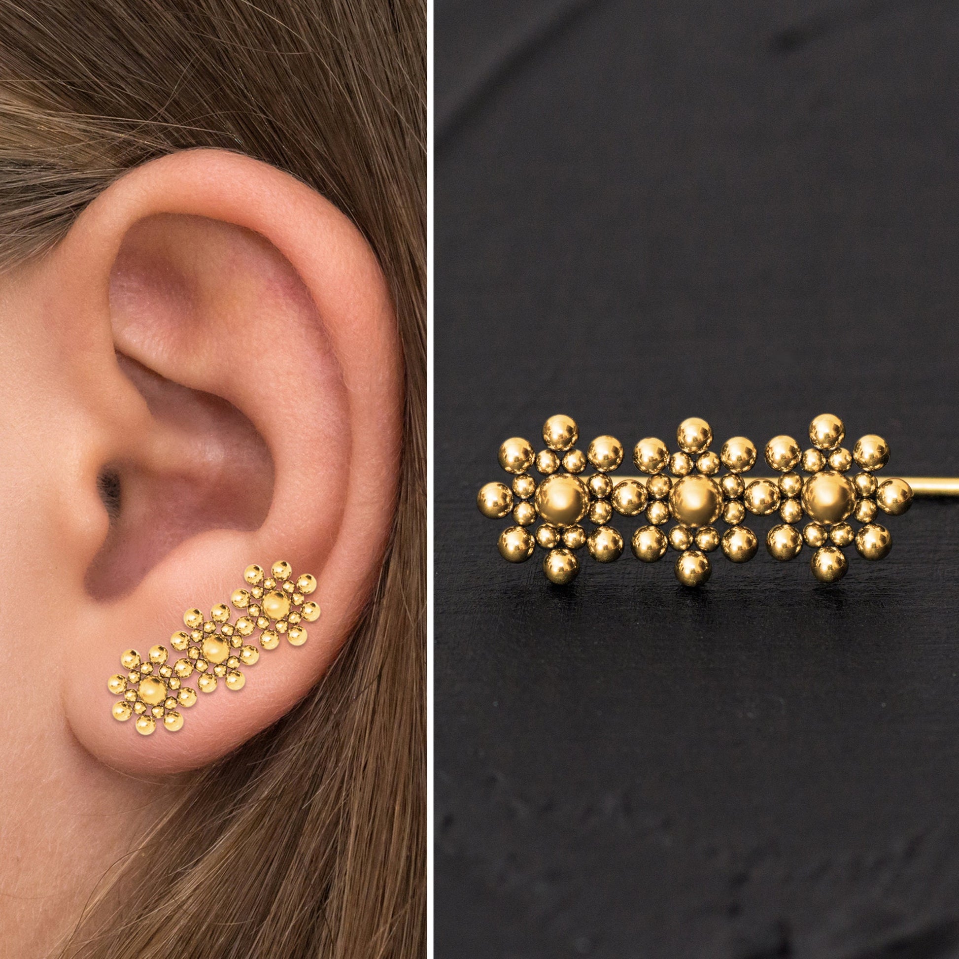 Up The Ear Earrings Surgical Steel - TitaniumFashion