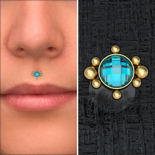 Bioflex Lip Ring CZ - TitaniumFashion