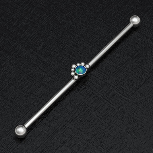Opal Industrial Barbell 14g - TitaniumFashion