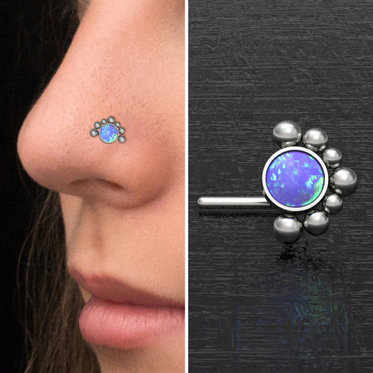 Opal Nose Bone Stud Titanium - TitaniumFashion