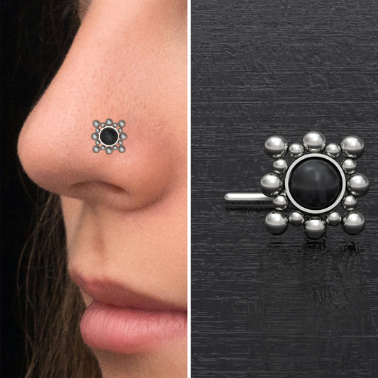 Onyx Nose Bone Stud Titanium - TitaniumFashion