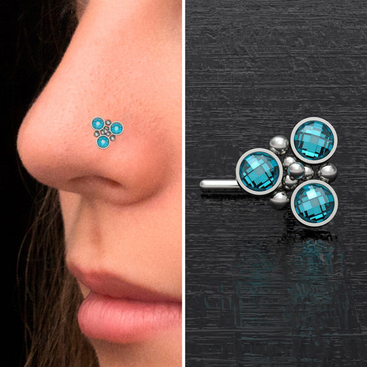 CZ Nose Stud Ring Titanium - TitaniumFashion