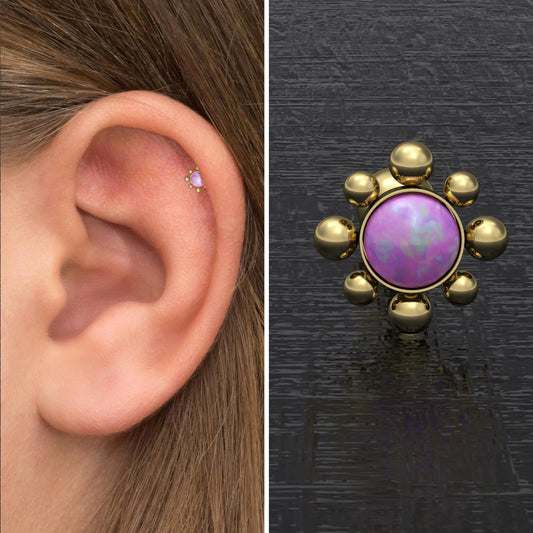 Surgical Steel Conch Barbell Opal - TitaniumFashion