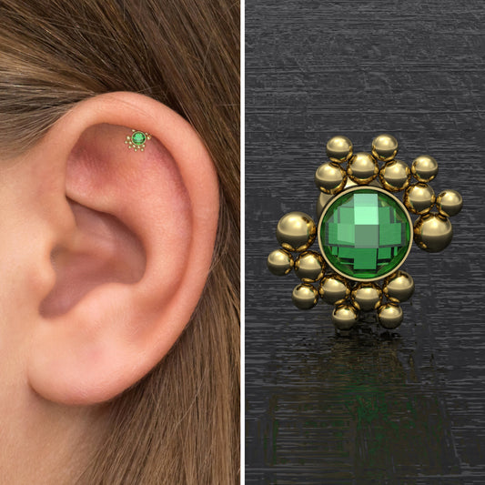 Surgical Steel Cartilage Earring Stud CZ - TitaniumFashion