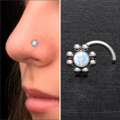 Opal Nose Stud Screw - TitaniumFashion