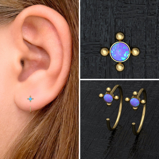 Small Hoop Earrings Opal - TitaniumFashion