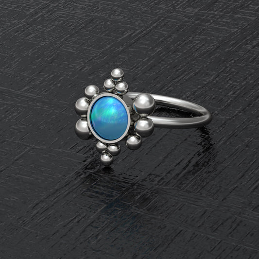 Opal Nose Ring Titanium Implant Grade - TitaniumFashion
