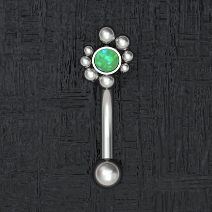 Titanium Curved Barbell Piercing Opal - TitaniumFashion
