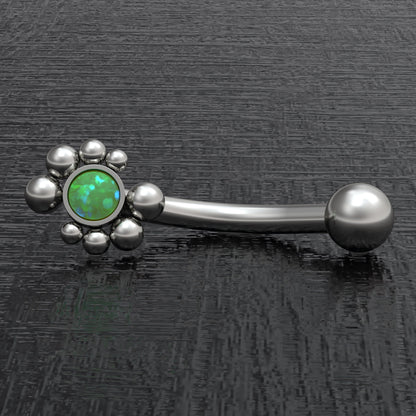 Titanium Curved Barbell Piercing Opal - TitaniumFashion