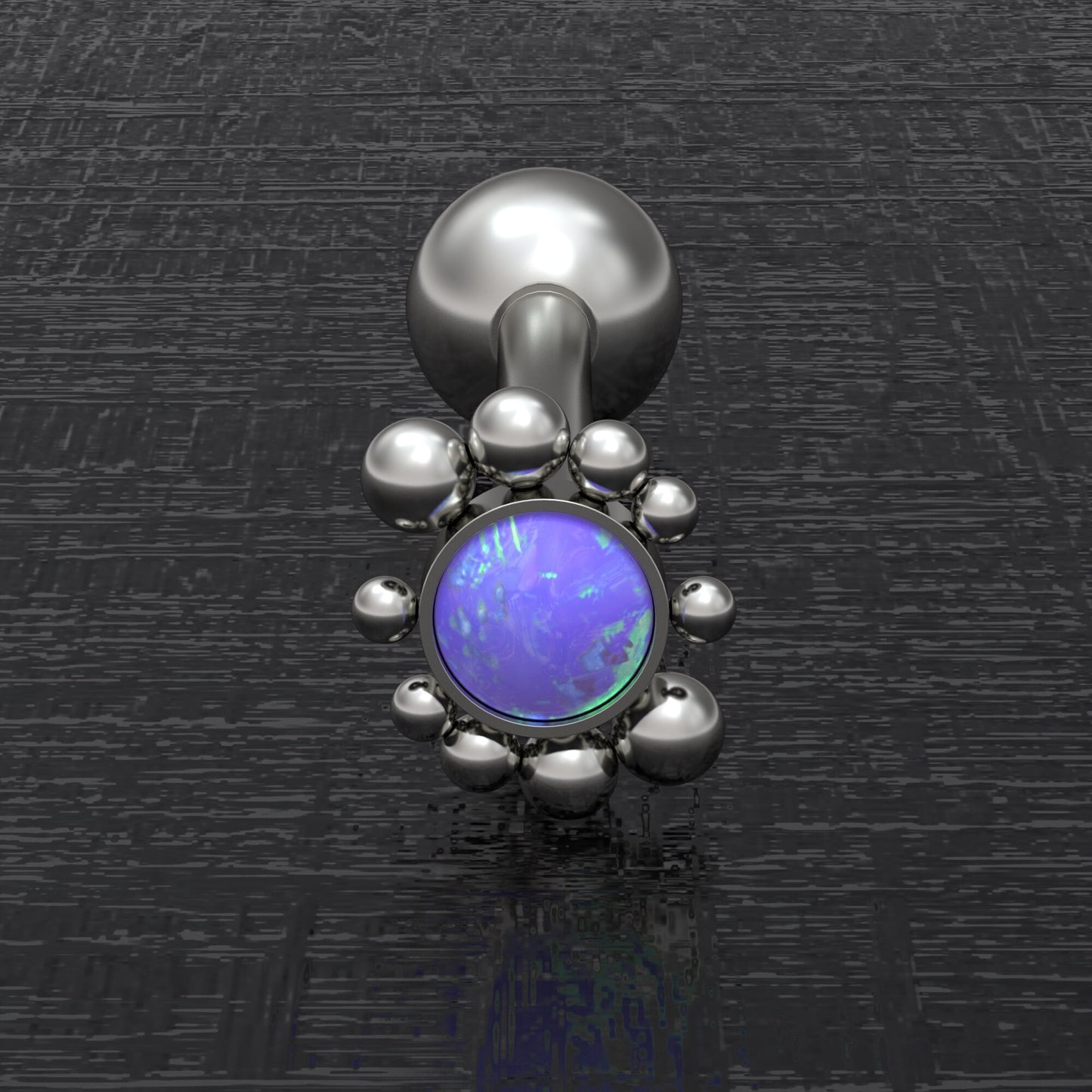 Titanium Tongue Ring Opal - TitaniumFashion