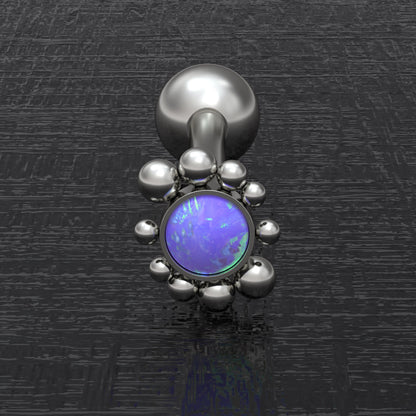 Titanium Tongue Ring Opal - TitaniumFashion