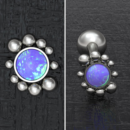 Titanium Tongue Ring Opal - TitaniumFashion