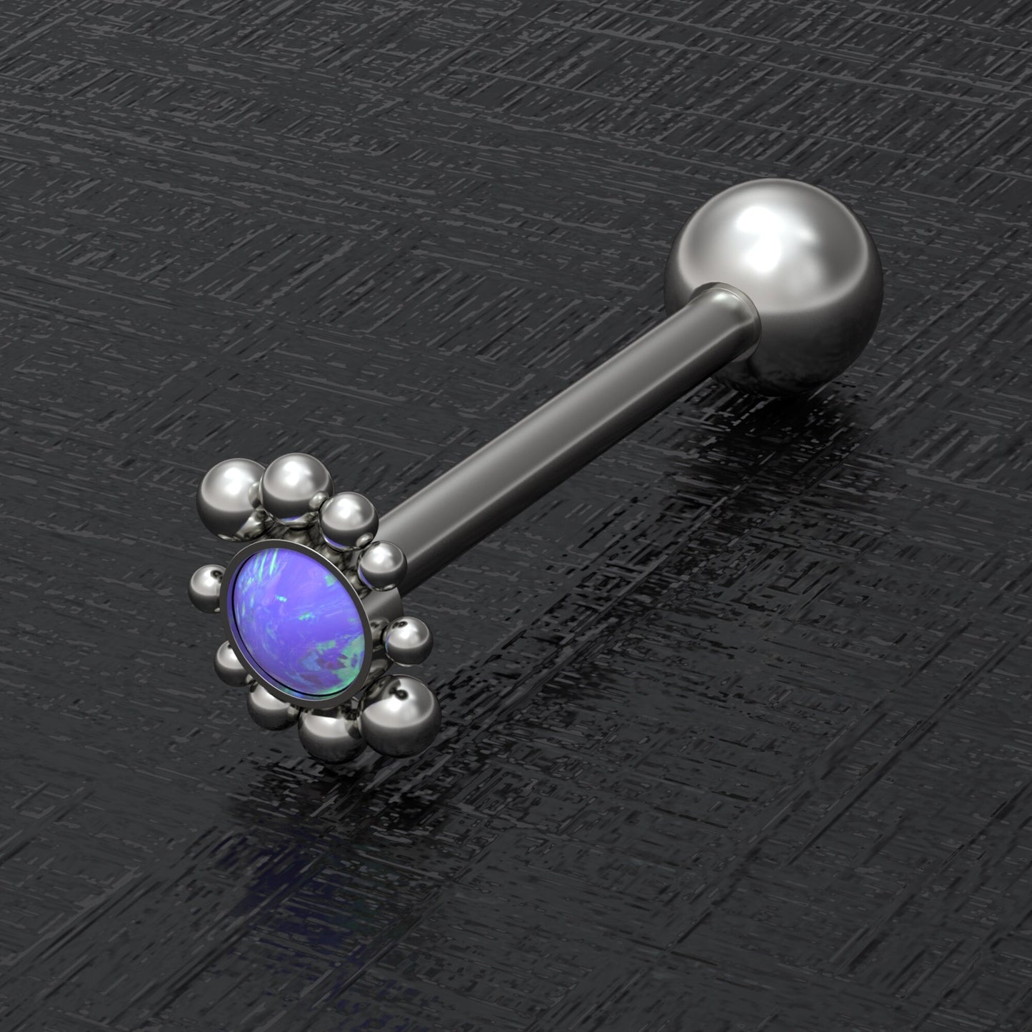 Titanium Tongue Ring Opal - TitaniumFashion