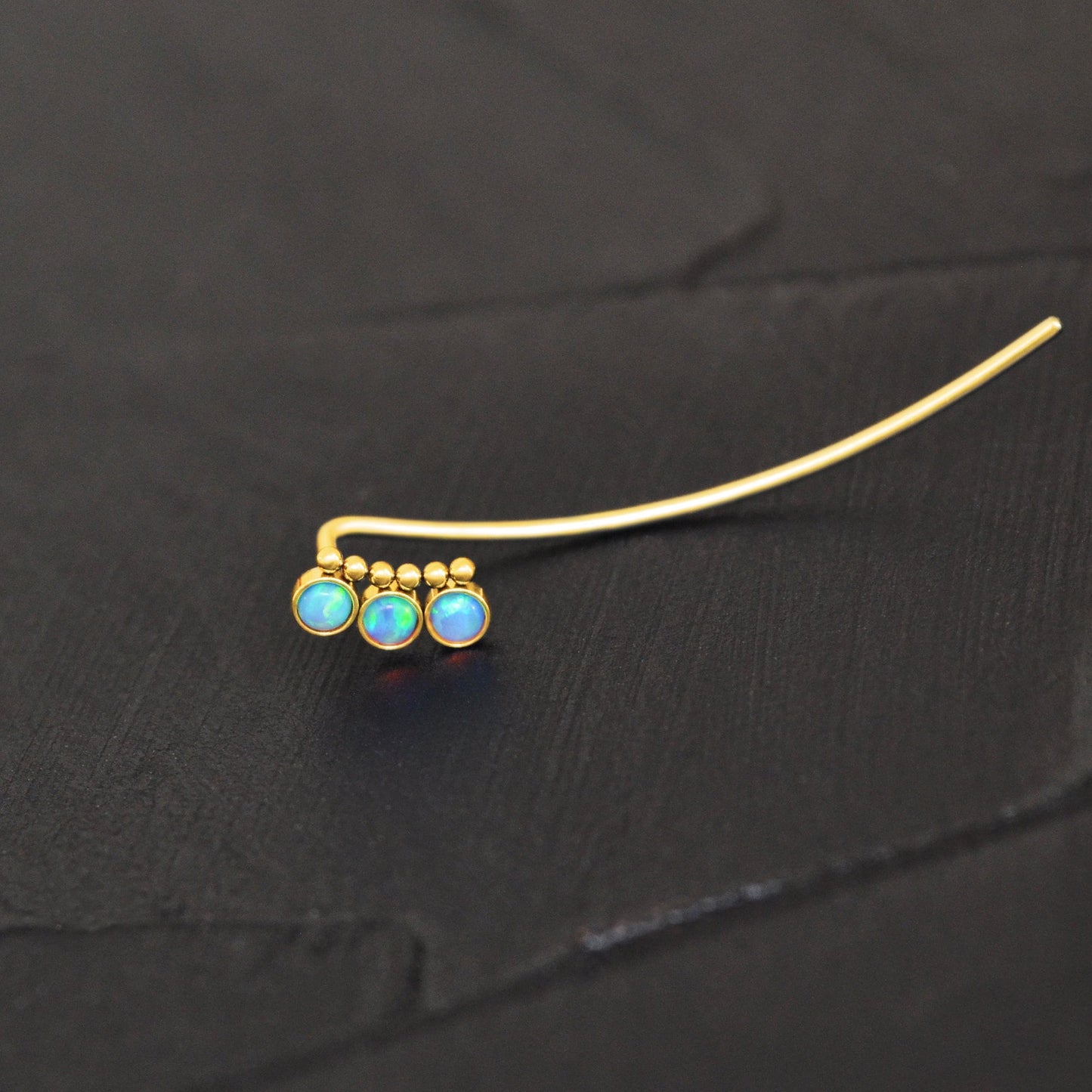 Opal Ear Climber Earrings Surgical Steel - TitaniumFashion