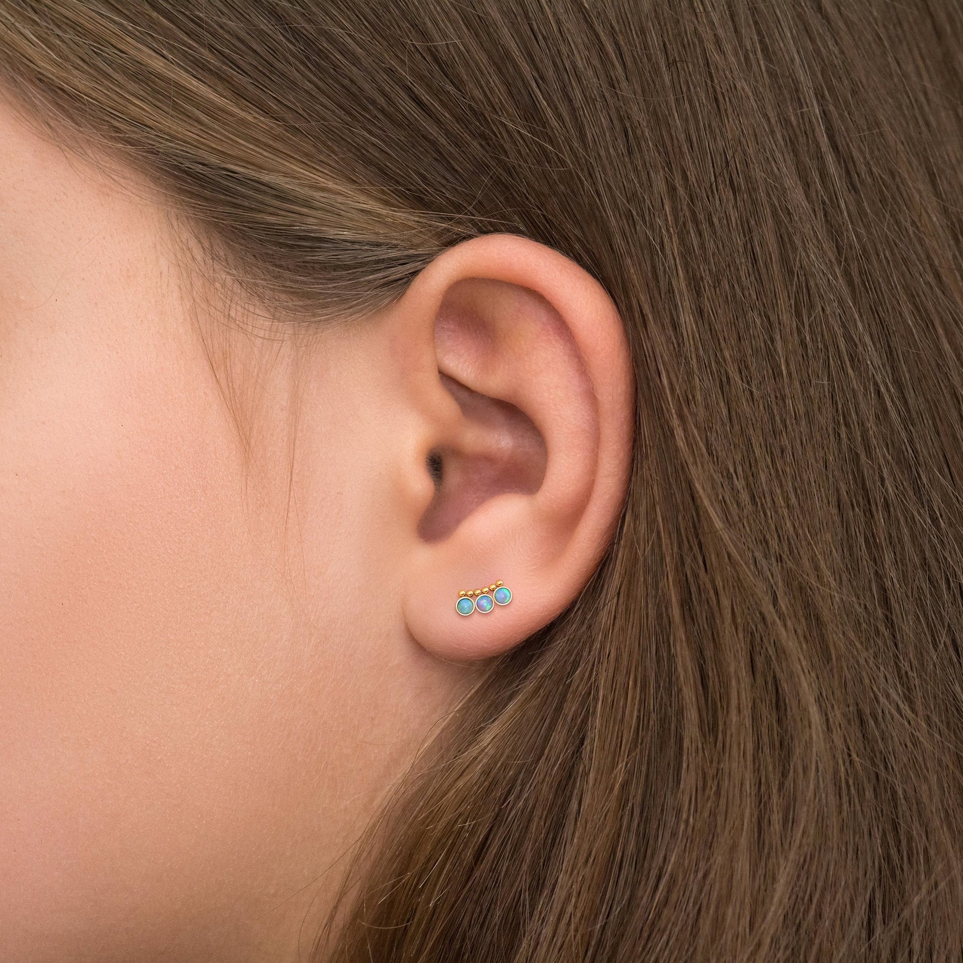 Opal Ear Climber Earrings Surgical Steel - TitaniumFashion