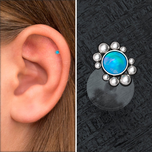 Flat Back Tragus Earring Bioflex - TitaniumFashion