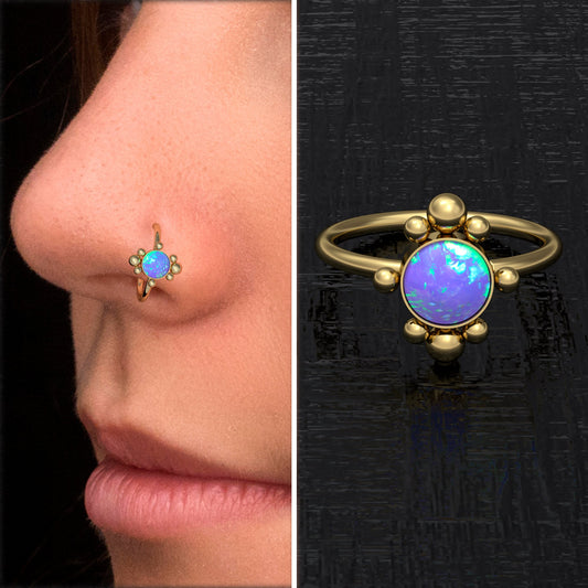 Surgical Steel Nose Hoop Opal - TitaniumFashion