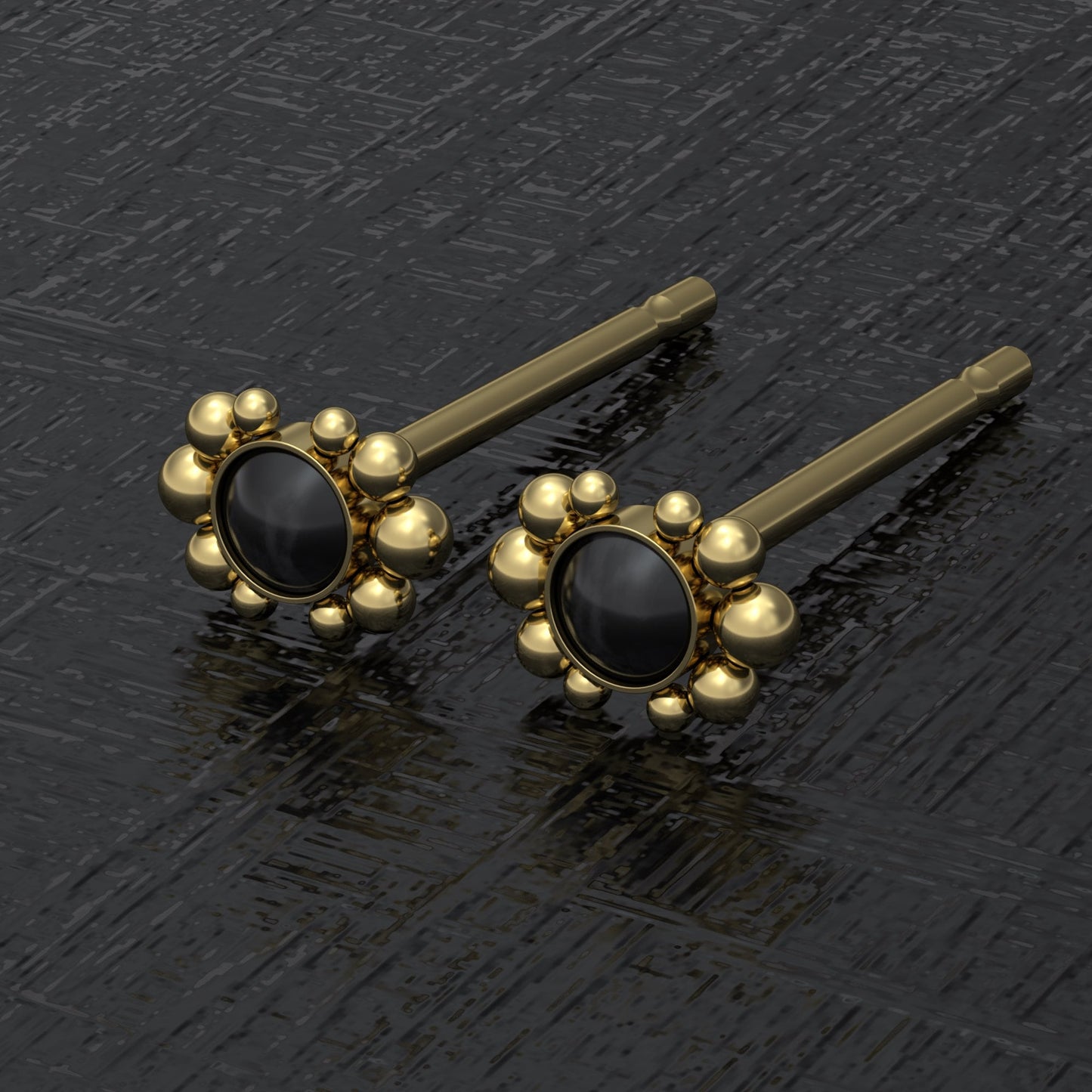 Minimalist Stud Earrings Onyx - TitaniumFashion