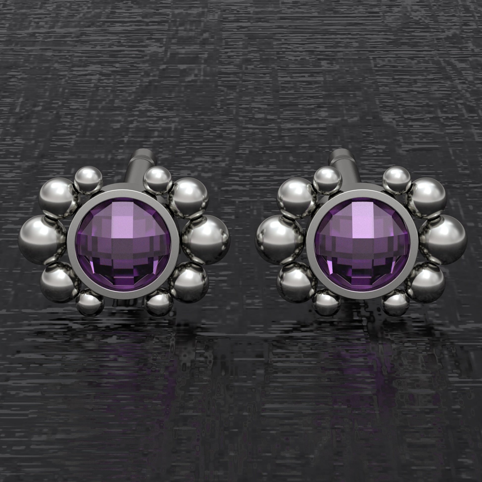 CZ Small Stud Earrings Titanium - TitaniumFashion