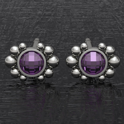 CZ Small Stud Earrings Titanium - TitaniumFashion