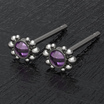 CZ Small Stud Earrings Titanium - TitaniumFashion