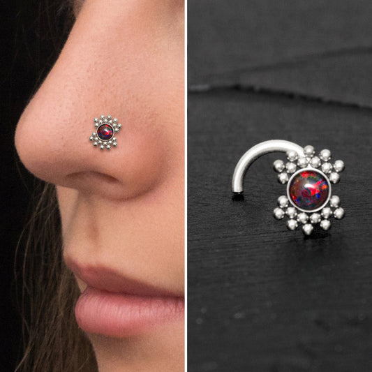 Opal Nose Stud Ring Titanium - TitaniumFashion