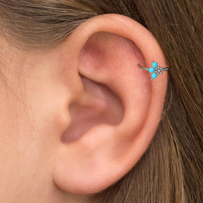 Turquoise Rook Earring Surgical Steel - TitaniumFashion