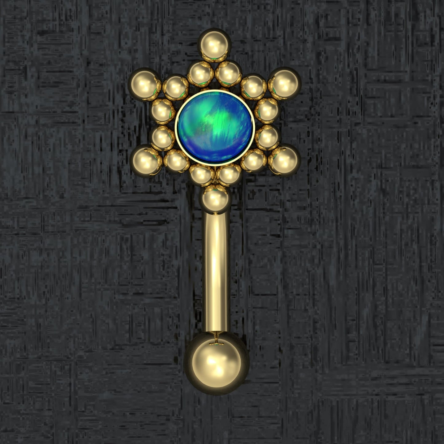 Surgical Steel Curved Barbell Piercing Opal - TitaniumFashion