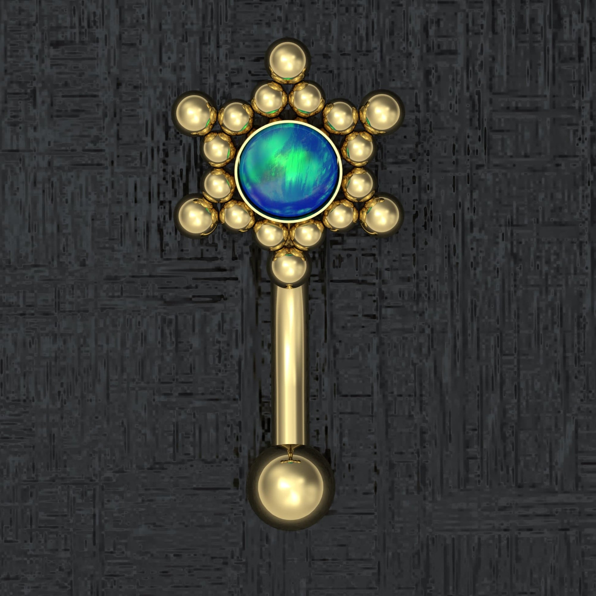 Surgical Steel Curved Barbell Piercing Opal - TitaniumFashion