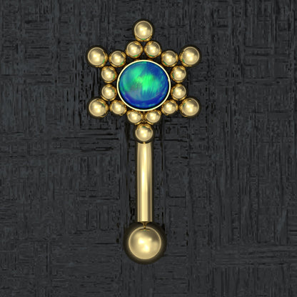 Surgical Steel Curved Barbell Piercing Opal - TitaniumFashion