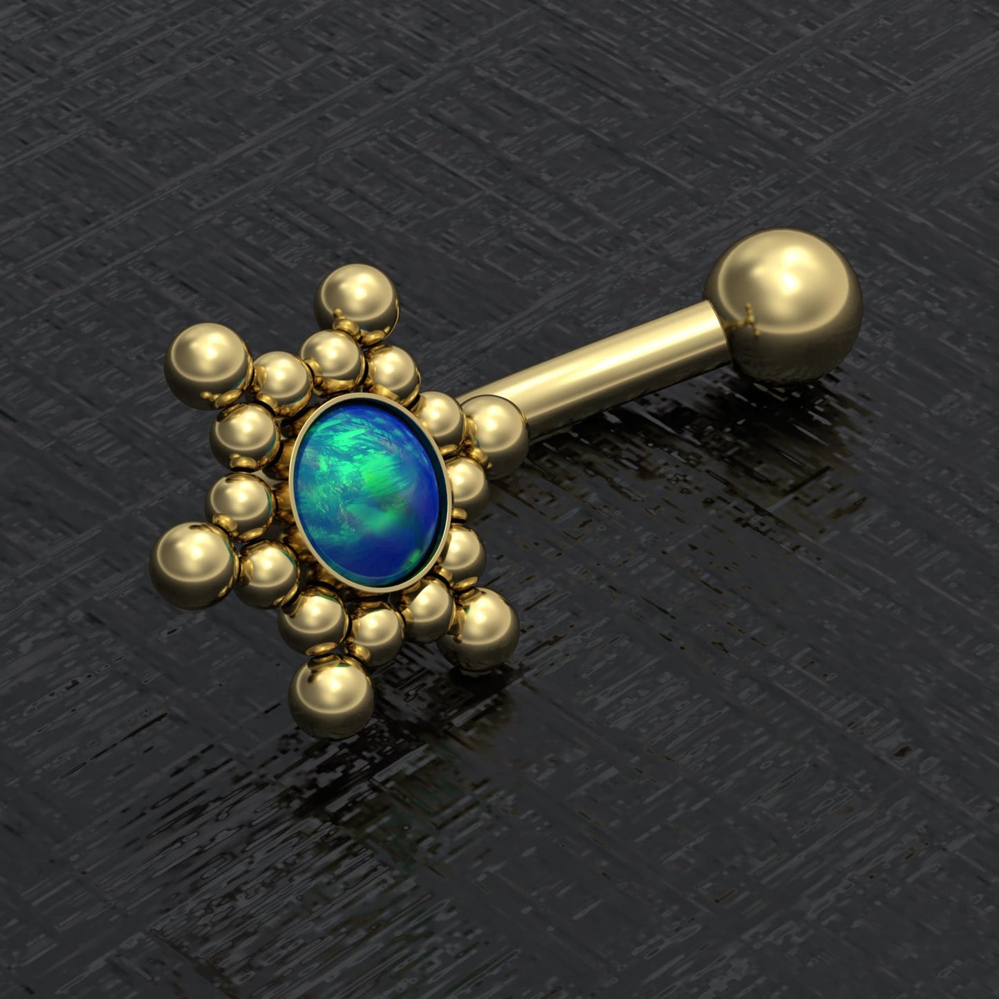 Surgical Steel Curved Barbell Piercing Opal - TitaniumFashion