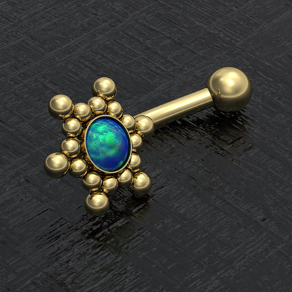 Surgical Steel Curved Barbell Piercing Opal - TitaniumFashion