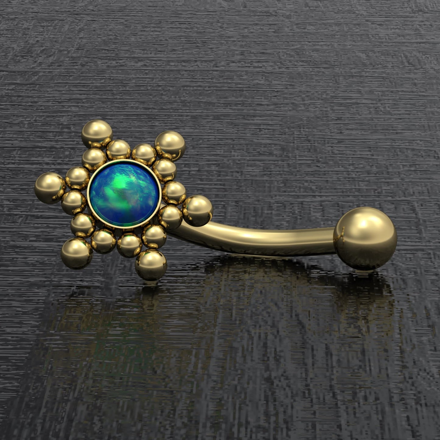 Surgical Steel Curved Barbell Piercing Opal - TitaniumFashion