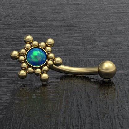 Surgical Steel Curved Barbell Piercing Opal - TitaniumFashion